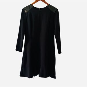 Sandro Faux Leather Shoulder Black Dress Size L